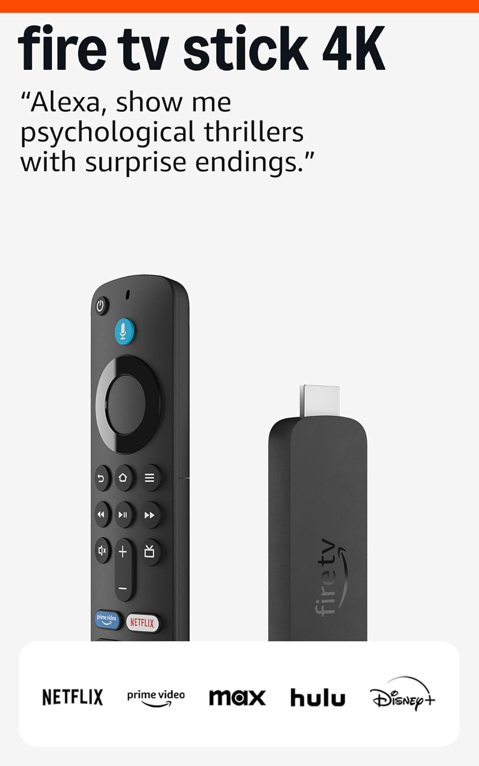 Fire TV Stick 4K (Newest Model) with Ai-Powered Fire TV Search, Wi-Fi 6, Stream over 1.8 Million Movies and Shows, Free & Live TV