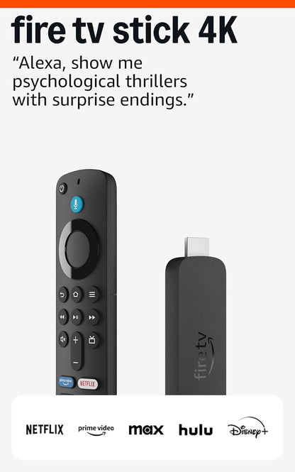 Fire TV Stick 4K (Newest Model) with Ai-Powered Fire TV Search, Wi-Fi 6, Stream over 1.8 Million Movies and Shows, Free & Live TV