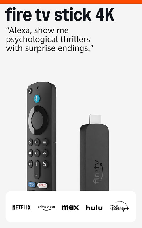 Fire TV Stick 4K (Newest Model) with Ai-Powered Fire TV Search, Wi-Fi 6, Stream over 1.8 Million Movies and Shows, Free & Live TV