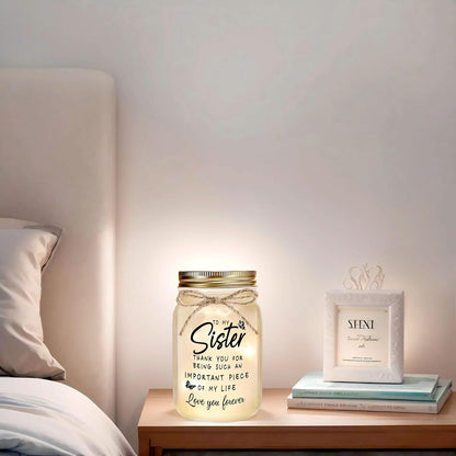 Sisters Gifts from Sister - Decorative Mason Jar with Warm Glow, Unique Gifts for Sister, Birthday Christmas Thanksgiving Day Gift for Best Sisters